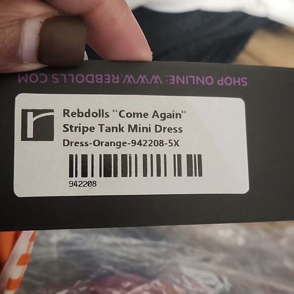 Rebdolls Orange Striped Maxi Dress Women's 5X NWT - Picture 2 of 2